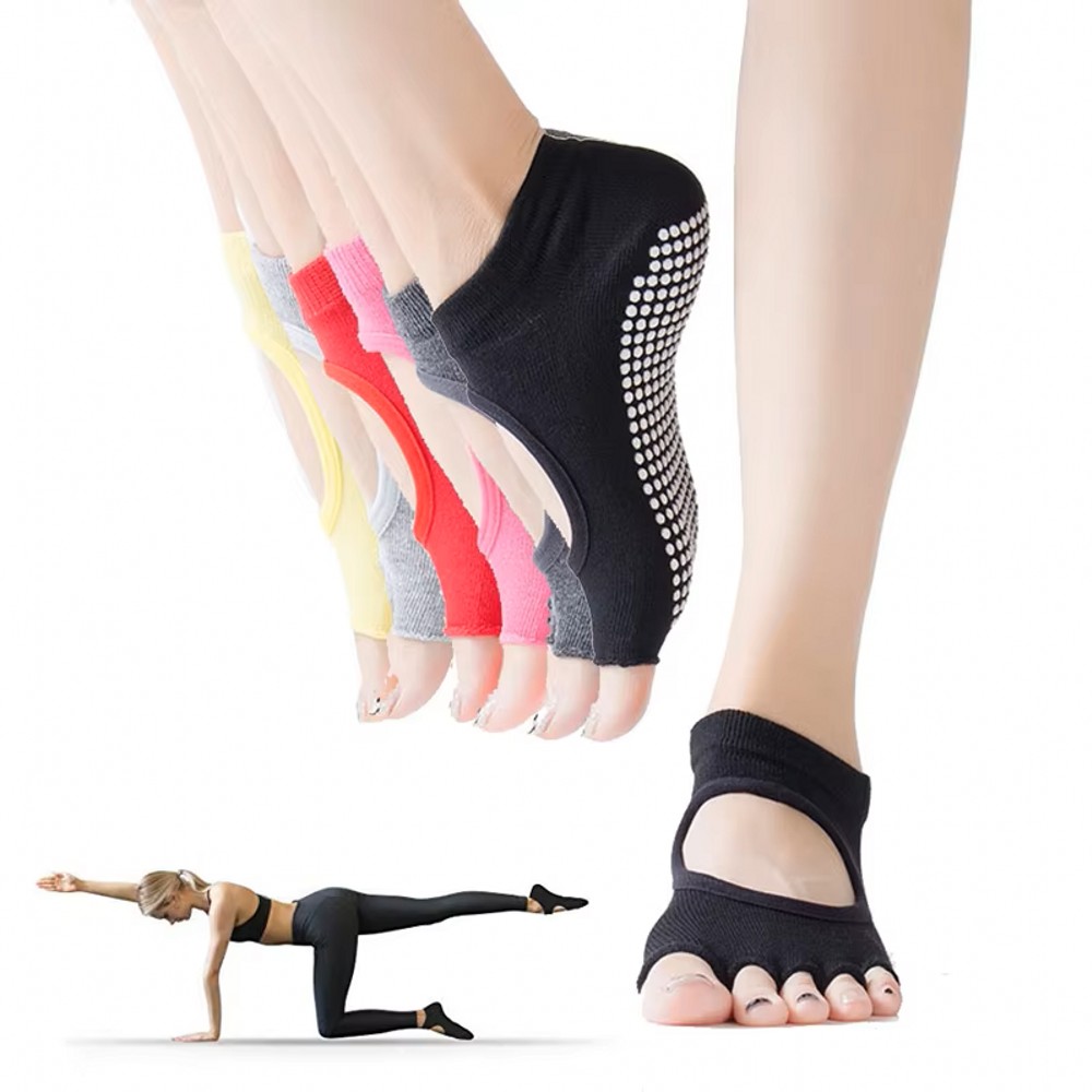 Pilates Yoga Sport - Backless Five Toe Yoga Socks Open