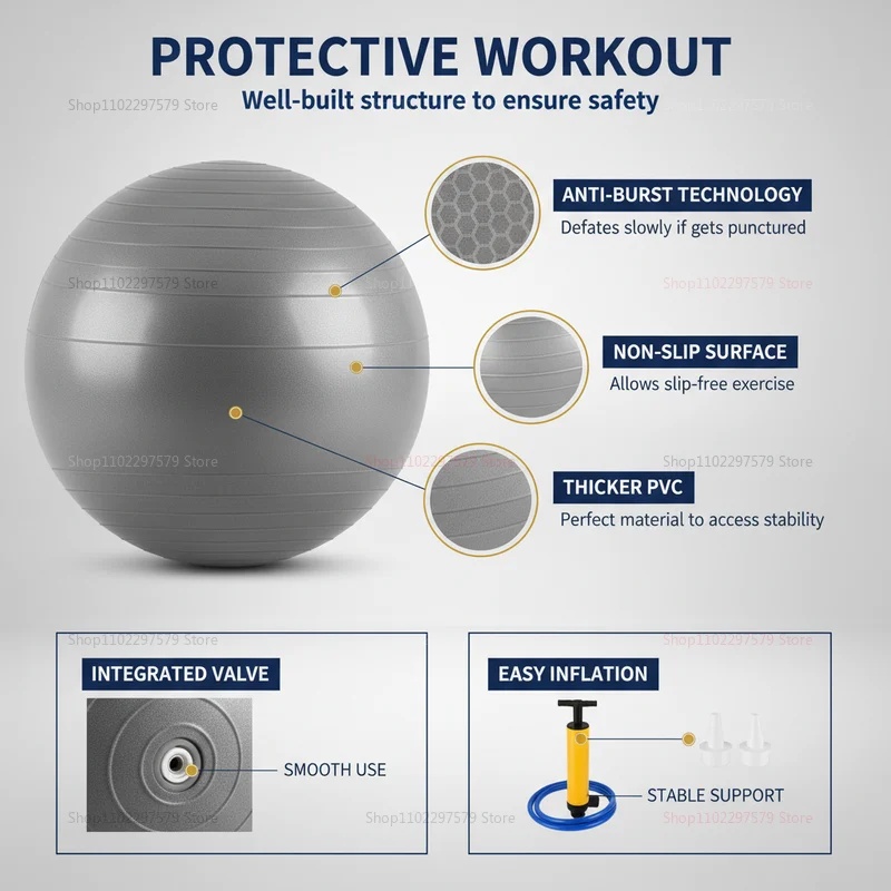 Anti-Burst Yoga Ball with Pump - đánh giá và giá Pilates Toning Ball